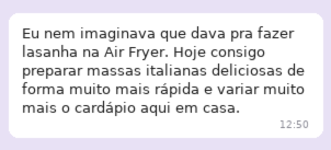 Depoimento de Juliana Lopes sobre o Livro Digital A Itália na Air Fryer
